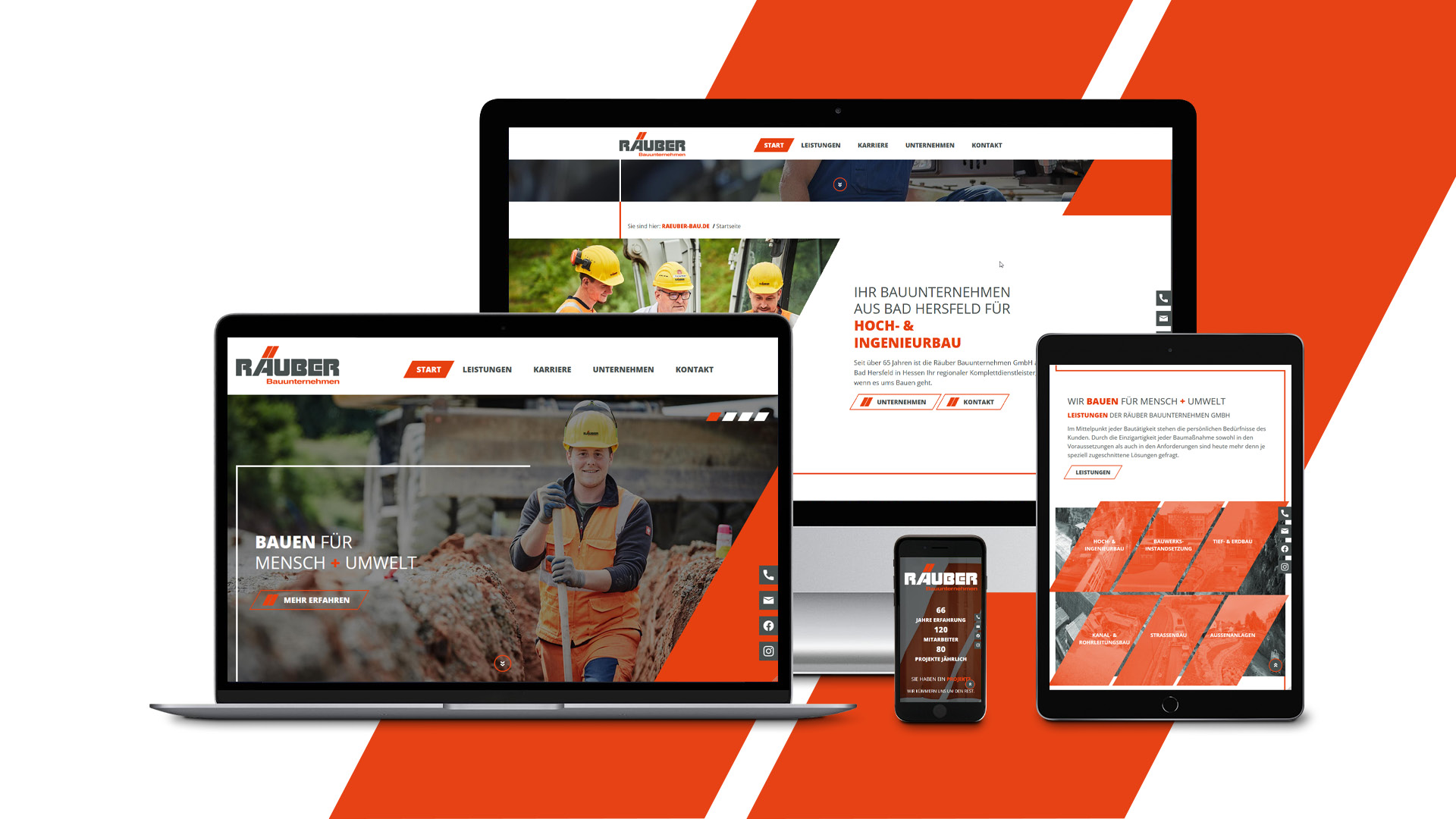 Webdesign und Programmierung der Webseite f&uuml;r R&auml;uber Bau